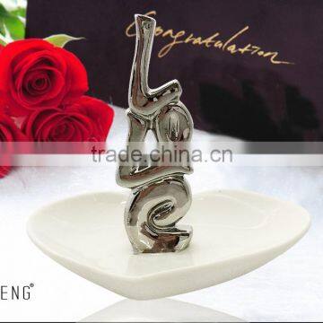 Hot Sale ceramic wedding love ring holder