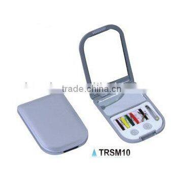 Plastic travel sewing kit with mirror/pocket make up mirror with sewing kit