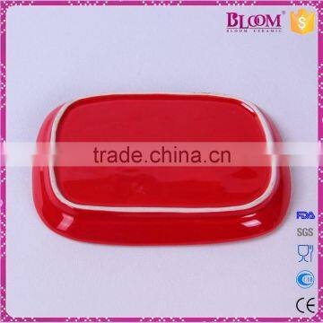 Red Glazed Ceramic Butter Dish for Tableware photo-4