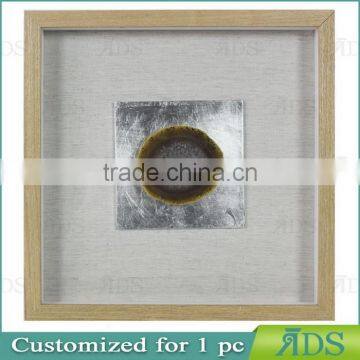 Large Shadow Box Frame with Mottled Silver Background Encasing Colorful Natural Agate