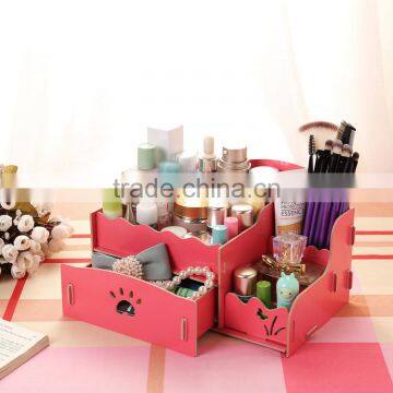 The wooden box DIY Korean cosmetic storage box desktop drawer storage