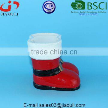 BSCI Audit Factory Ceramic Christmas Flower Pot, Boot Shape Planter photo-4