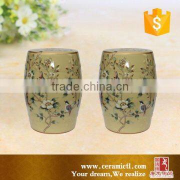 Wholesale China Supplier Beige Color Birds Painted Ceramic Stools photo-2
