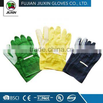JX68C312 Wholesale Safety Seamless PVC dotted drill cotton garden gloves