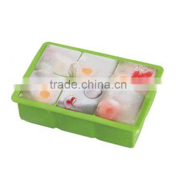 Novelty Large 6 Cavities Ice Blocks Silicone Materail Tray Ice Cube Mold photo-5