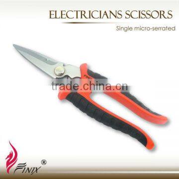 8" Satin Finish & Single micro-serrated Blade Electricians Scissors