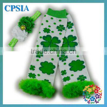 St.Patrick's Day Heart printed baby white green Baby Leg Warmers