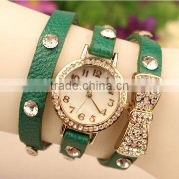 2014 High Quality Women Leather Vintage Watches With Bow photo-4