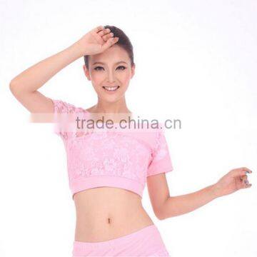 Cheap Short Sleeve Lace Crop Top for Dance JYS67 photo-4