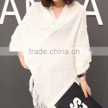 fashion winter wholesale knitted women poncho sweater/BianFuShan tassel sweater