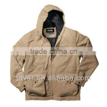 men outdoor jacket with hoody padding waterproof coated jacket