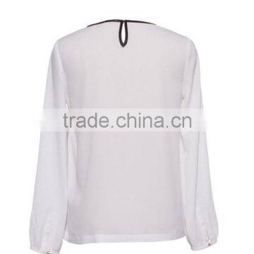 2015 Spring Latest Elegant New Model Fashion Round Neck Pullover Summer Blouses for Women photo-2