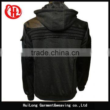 High Quality Winter Thick Fur Lining Fleece Hoodymen pu Leahter Jacket photo-2