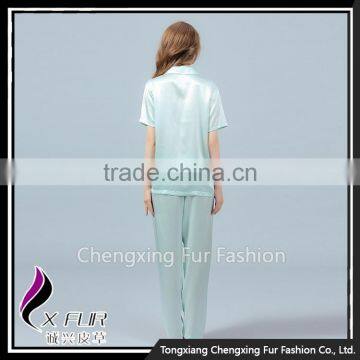 CXTZ01 Wholesale Cheap Ladies Silk Pajamas Home Wear With Pockets photo-5