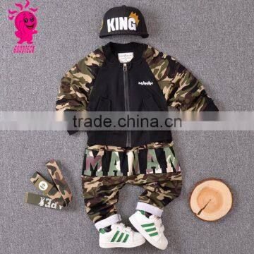Fashion Kids Boys Clothes Set Top Coat and Pants 2pcs Set Camouflage Children Baby photo-2
