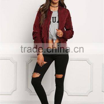 MGOO Fashion Manufacturer Women Long Sleeves Coat And Jackets Ladies Western Wear Zip Up Bomber Jackets photo-2