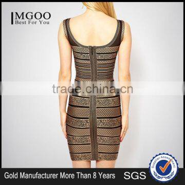 MGOO Imported Women Wholesale Dresses OEM/ODM Vintage Print Sleeveless Cocktail Dress Sheath Sexy Party Dress H290 photo-3