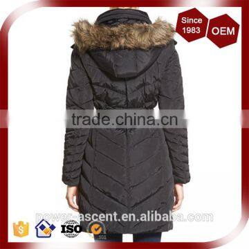 Two-way Front-zip Belted Long Padding Quilting Parka Coat With Faux Fur For The Winter photo-2