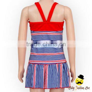 Fashion Children Summer Pink Waterproof Strap Striped H Design Bow Young Girl Swimwear Beach Top Clothes photo-5