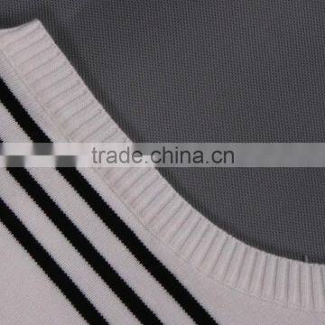 White Knitted Vertical Stripes Sweater 2015 Men photo-3