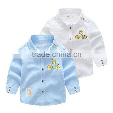 S33466W Full Sleeve Casual 3-8 Years Old Turn-down Collar White Blue Boys Blouses
