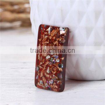 Resin & Shell Mosaic Dome Seals Cabochon Rectangle Coffee