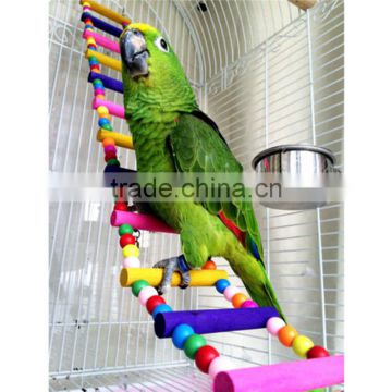 Newest Colorful Climbing ladder Pet Bird Ladder Macaw Cockatiel Parrot Hamster Wood Ladder Climb Bell Swing Bite Toy