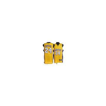 Wholesale 10pcs a lot Los Angeles Lakers #24 Kobe Bryant yellow jerseys size:48, 50, 52, 54, 56