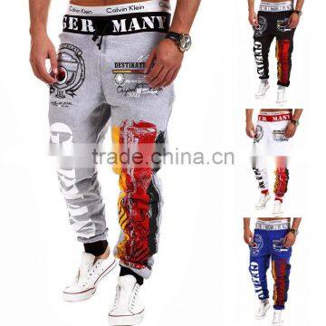 Men's Colorful Elastic Waist Jogger Trousers Letter Printed Loose Sport Pants