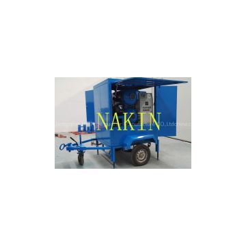 Trailer type vacuum insulating oil purifier