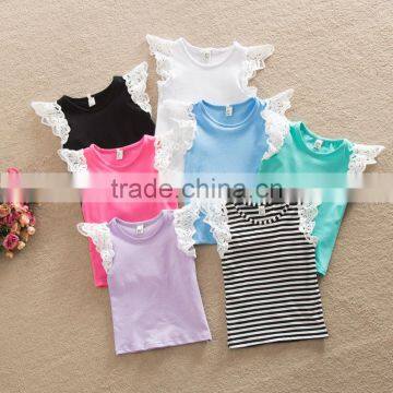 In stock baby lace flutter sleeve T-shirt girls M6062402