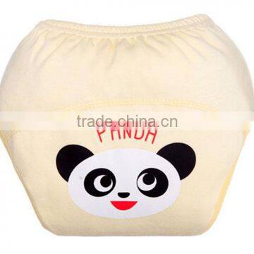 yellow panda pattern printed 100 cotton reusable baby cloth diaper