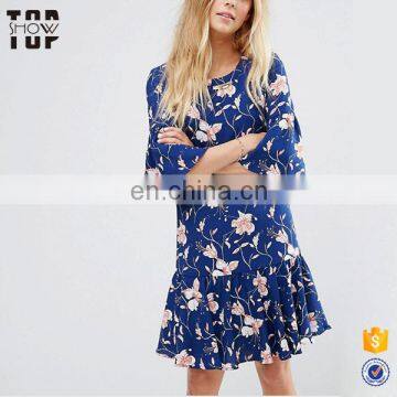 OEM factory clothes for pregnant women blue dress floral dress