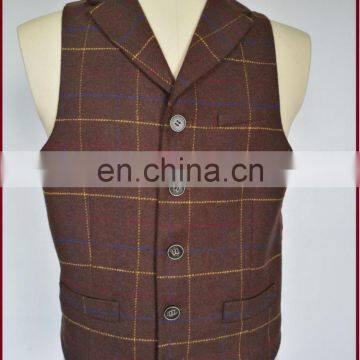 Wool Check Vest Latest Design Mens Waistcoat