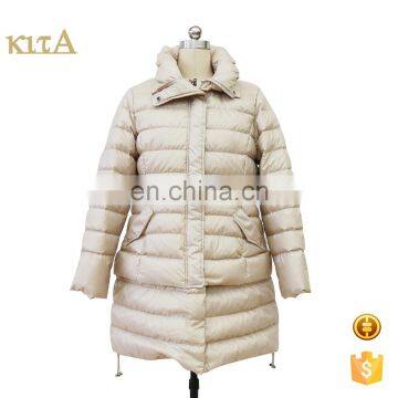 women high quality light long detachable hem down coat
