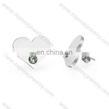 2017 heart jewelry stainless steel earring studs cz