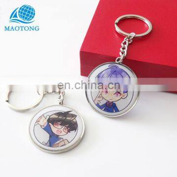 High Quality Zinc Alloy Metal Cartoon Round Shape Epoxy Logo Printing Keychain Custom Made Metal Keychains for Promotion photo-6