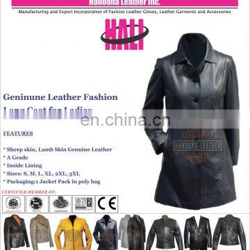 Fashionable women's designer leather Long Coats and Jackets | Women Long Sleeve Leather Coat And Jacket