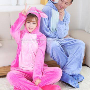 Stitch Doll Cartoon Flannel Conjoined Polyester Pajamas photo-4
