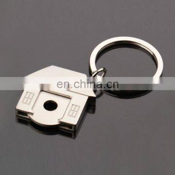 Custom souvenir premium quality metal house shaped trolley coin keychain