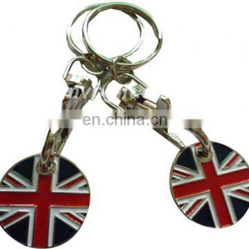 union Jack trolley token key chain