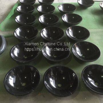 China Black Marble Sinks,Black Marqunia Marble Round Sinks, Marble Basins