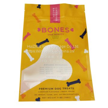 High quality hot sale moisture proof plastic pet food feed bag pet food packaging treat bag with transparent window