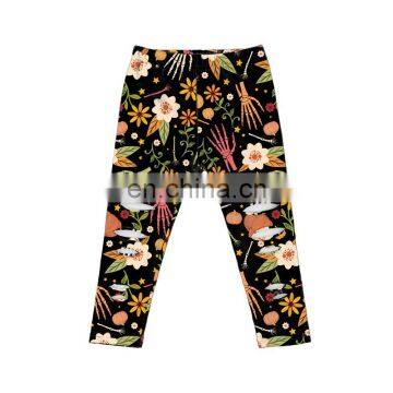 high quality Halloween skull and flower print newborn bouncy leggings flexible soft leggings for girls