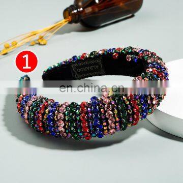 Gorgeous Full Crystal Designer Headband Luxurious Hand Made Rhinestone Thick Sponge Hair Hoop Bridal Wedding Hair Accessories
