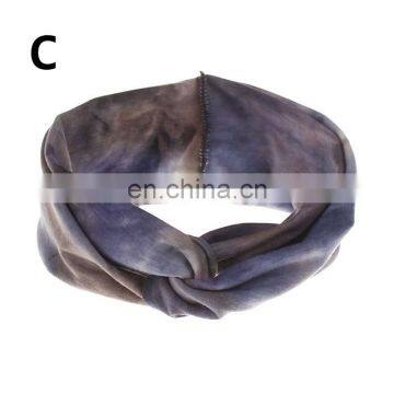 Women Tie-dye Headband Girls Female Exercise Turban Headwear Bohemia Hairband 4Colors