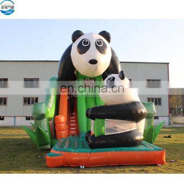 Factory inflatable panda slide bamboo decoration for kids