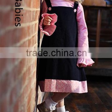 Summer dresses for kids net long sleeves navy/pink A line dress                        
                                                                                Supplier's Choice