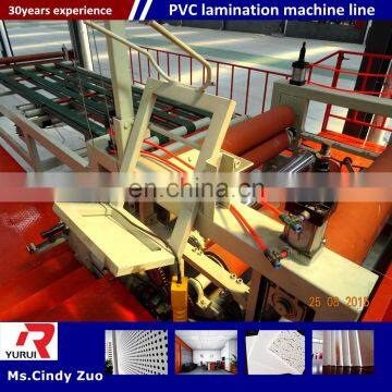 gypsum ceiling board cutting machine/pvc laminated gypsum ceiling board making machine