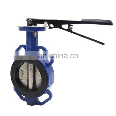 Bundor 2 inch 4 inch dn 50 ductile iron stainless steel disc pn16 lever ptfe handwheel wafer butterfly valve